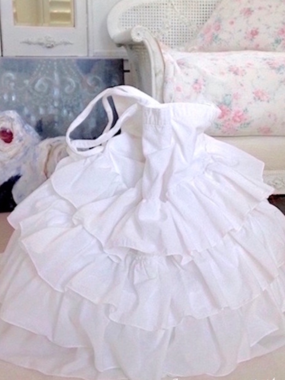 India Rose | Hamper | India Rose Cream Cloth Ruffled Laundry Bag